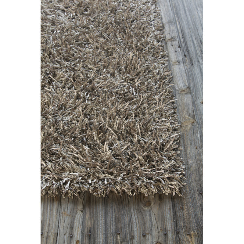 Breeze Hand Woven Shag Area Rug, Brown/Cream, Rectangle 2' x 3'