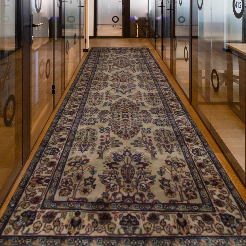 One-of-a-Kind 2'7" x 8'3" Runner Wool Area Rug in Beige and Blue