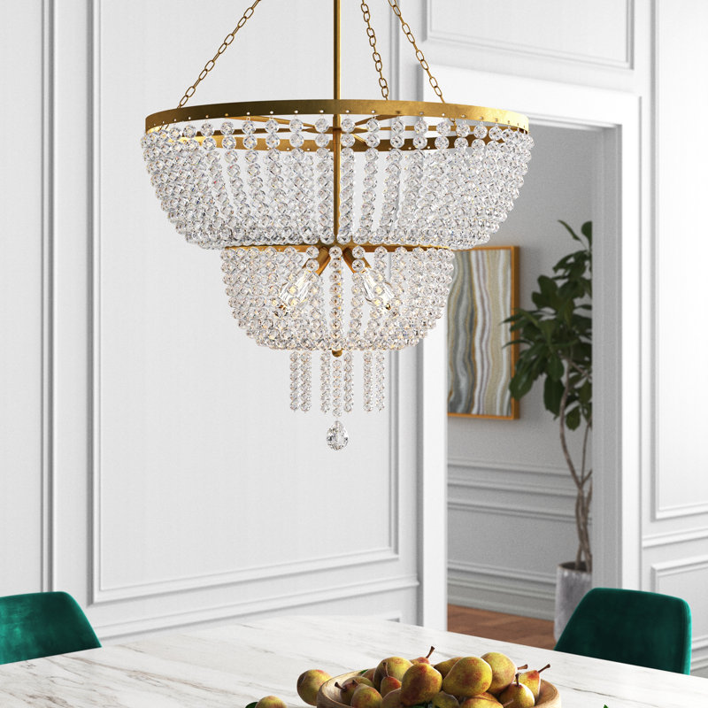 Fredrick 8 - Light Dimmable Empire Chandelier, Hand Cut Faceted Beads, 8