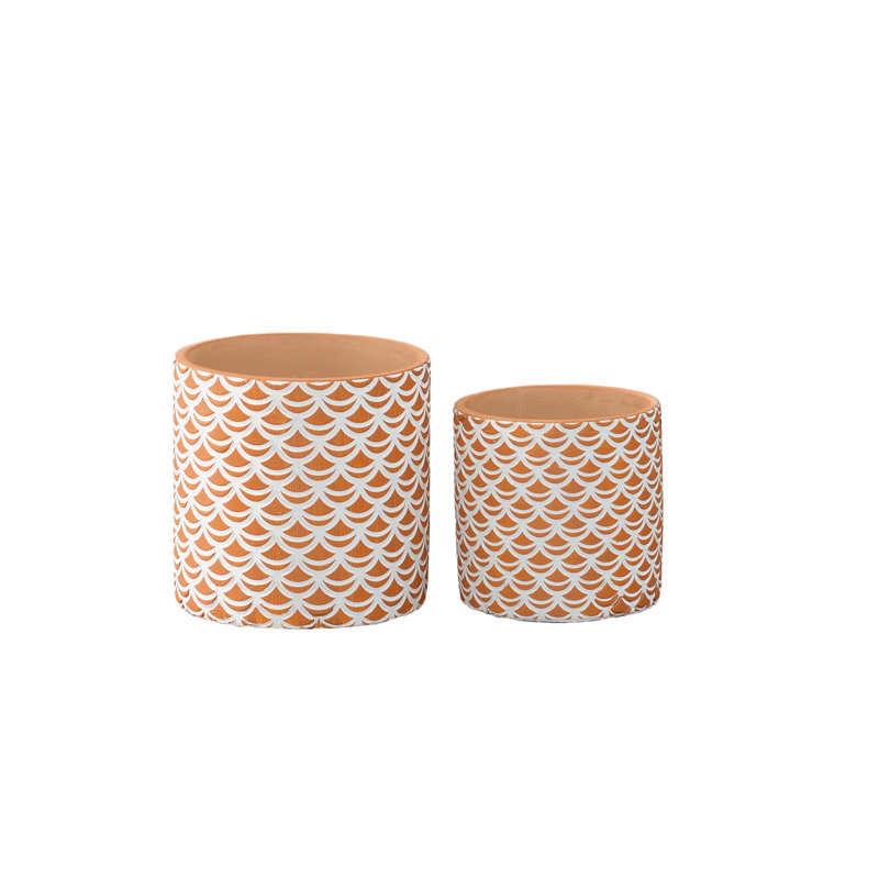 Ensemble de deux pots en ciment avec motif symétrique Sailin