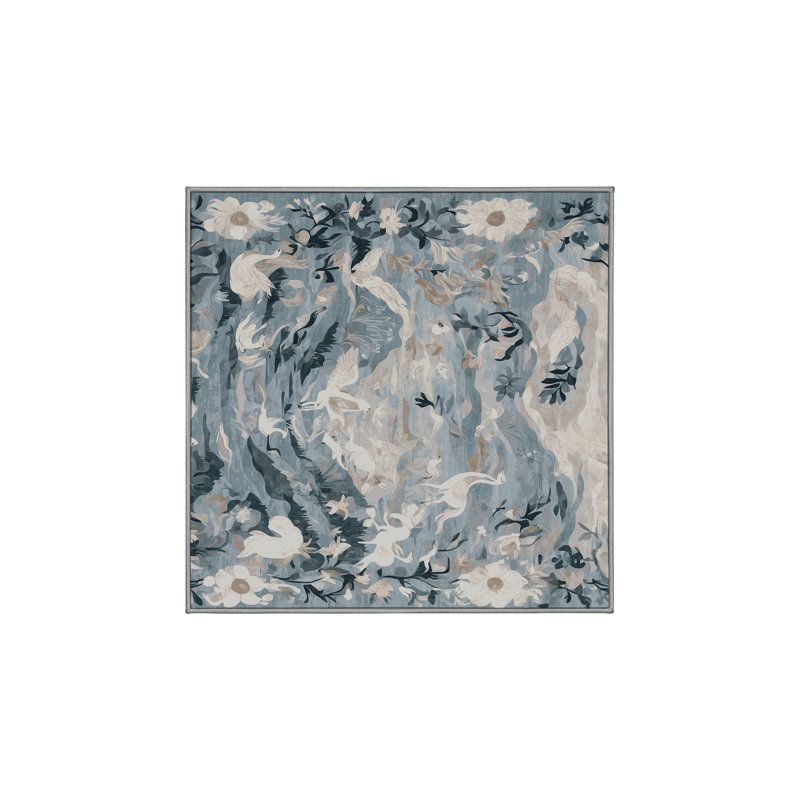 Tapis gris lavable à la machine, Carré 4 pi
