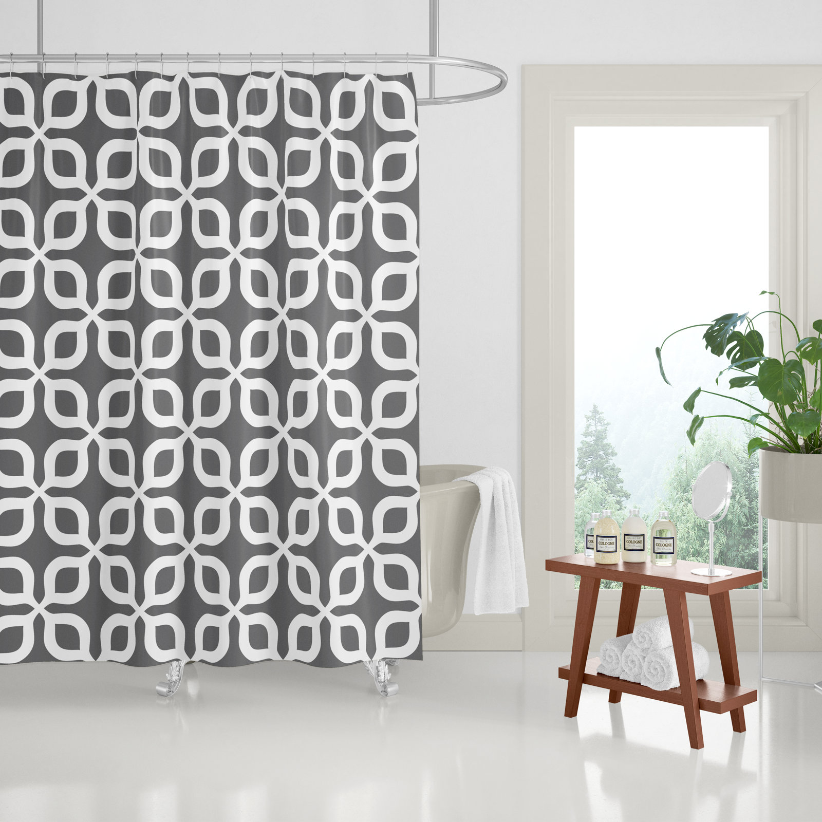 Pipper Polyester Shower Curtain, Gray