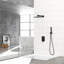 Douche murale carrée noire matte à double fonction de 12 pouces avec - valve équilibrée, tête de pluie ultra-mince, pivot à 360 ° et solution de nettoyage simple, conception polyvalente