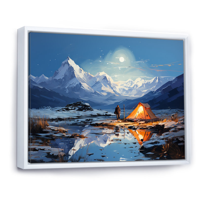 Mountain Mountain Solitude 3 - Art mural de voyage en camping, Cadre flottant blanc, H 30 po x l 40 po x P 1,5 po