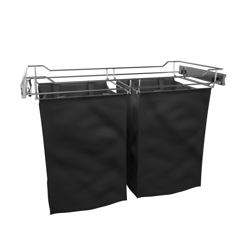 Full Extension Classic Chrome Slide-out Laundry Hamper for Cabinets with Removable Bag (30" Width), 30", Chrome