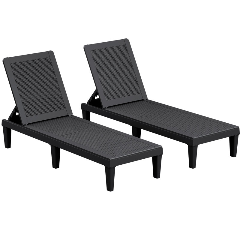 Tellie Outdoor Chaise Lounge, Black