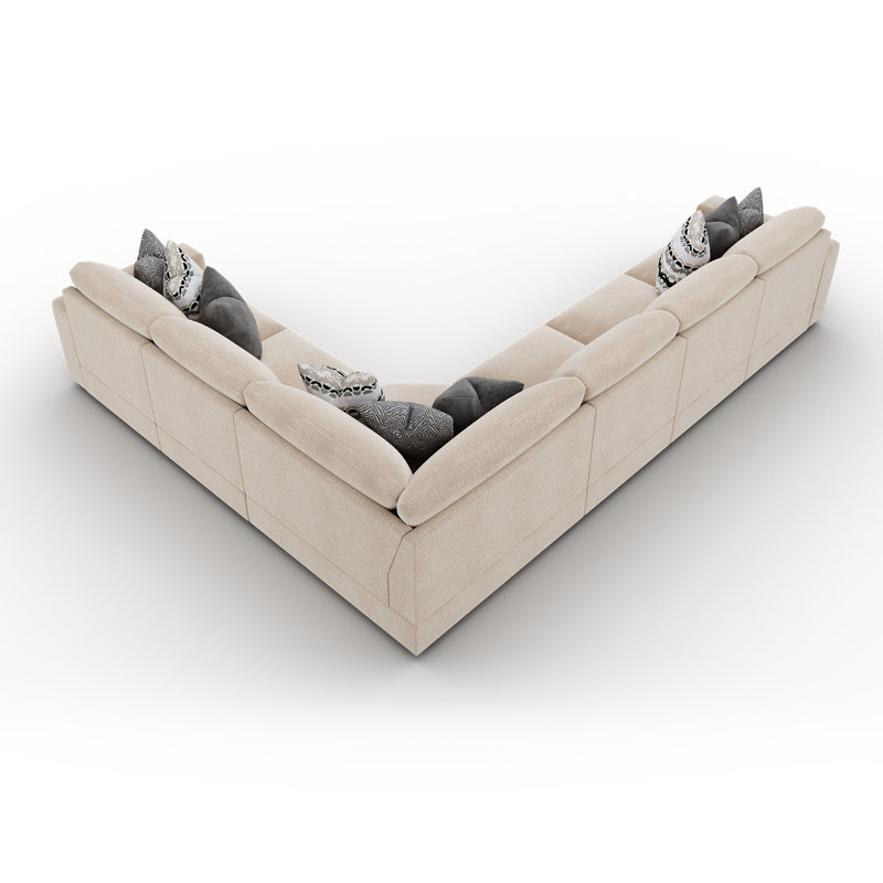 Canapé modulaire moderne en L, Chenille beige, H 35,4 po x l 128,1 po x P 100,5 po