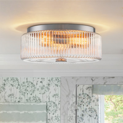 3-light Glass Flush Mount