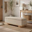 Repose-pieds de 50 po avec banc de rangement rembourré moderne avec rangement intérieur, tissu avoine, banc de bout de lit pour la chambre à coucher et le salon