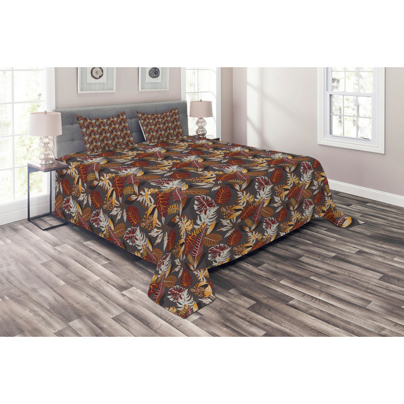 Coastal Polyester Floral Coverlet, King Bedspread + 2 Shams