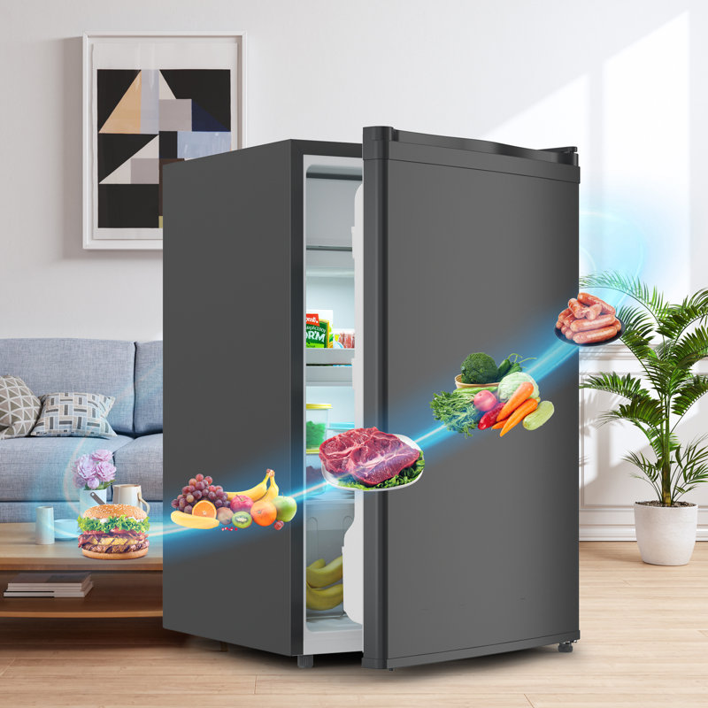 Mini réfrigérateur compact 4,3 pieds cubes avec congélateur - réfrigérateur à porte simple, 7 réglages de thermostat, Noir