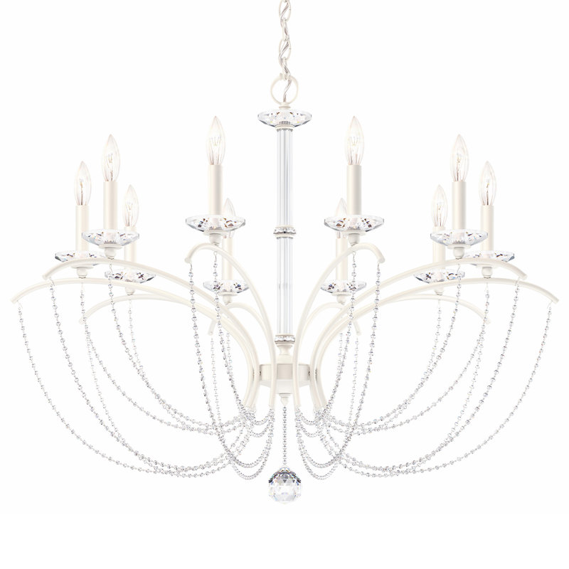 Priscilla 10 - Light Chandelier, White, Optic Crystal
