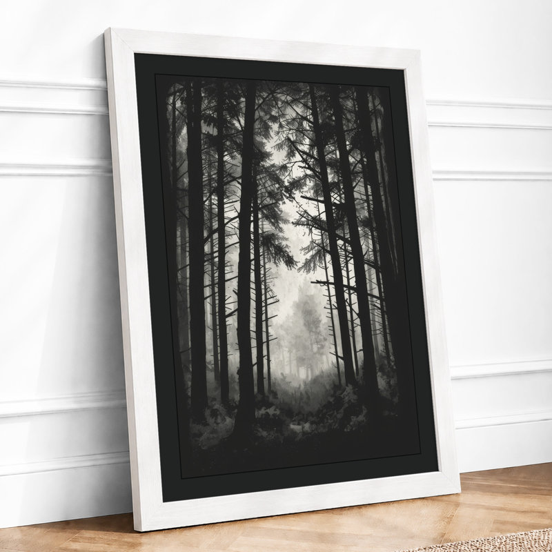 Quiet Northern Forest Scandinavian - Framed Print, A4 - 29.7 x 21.0 cm, White