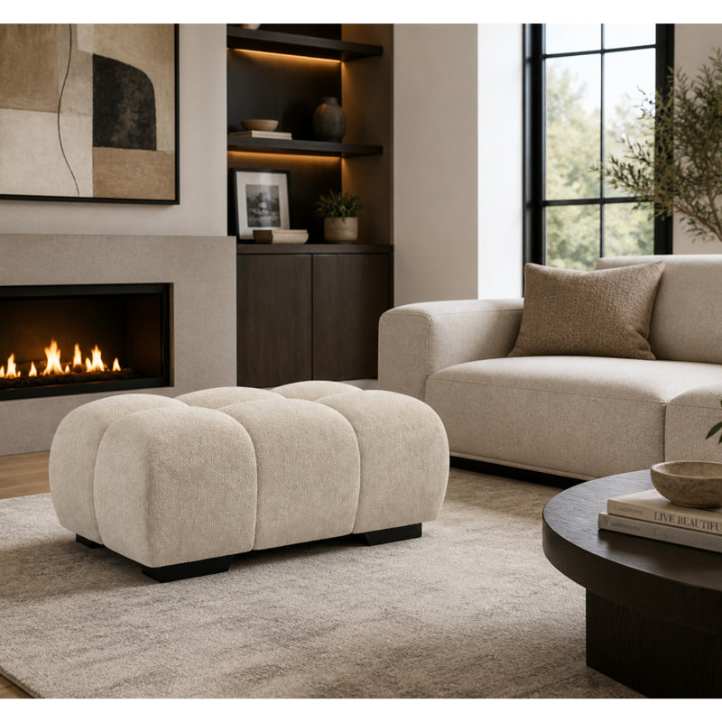  Repose-pieds capitonné Maren, beige, Beige