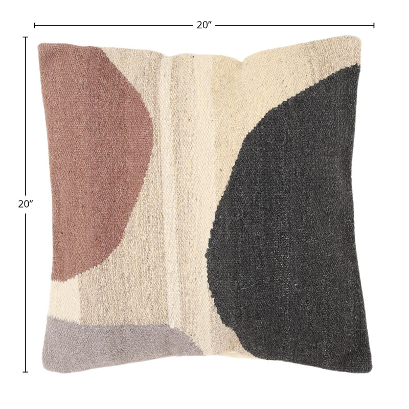 Coussin décoratif en laine Tegan, multicolore