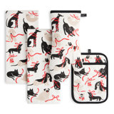 Kate Spade New York Holiday Pets Kitchen Towel, Oven Mitt & Pot Holder Set