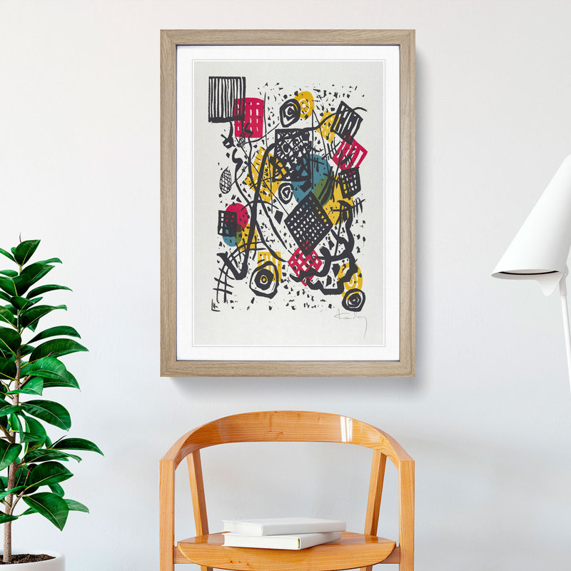 Small Worlds V by Wassily Kandinsky - Single Picture Frame Print on Wood, Oak Framed, 48cm H x 36cm W x 2cm D
