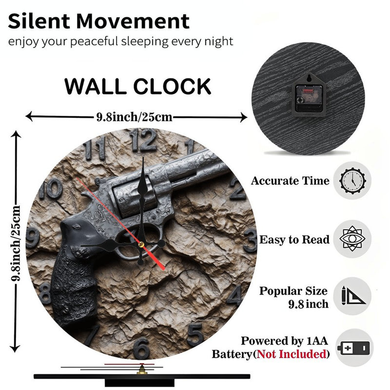 Horloge gravée en pierre revolver