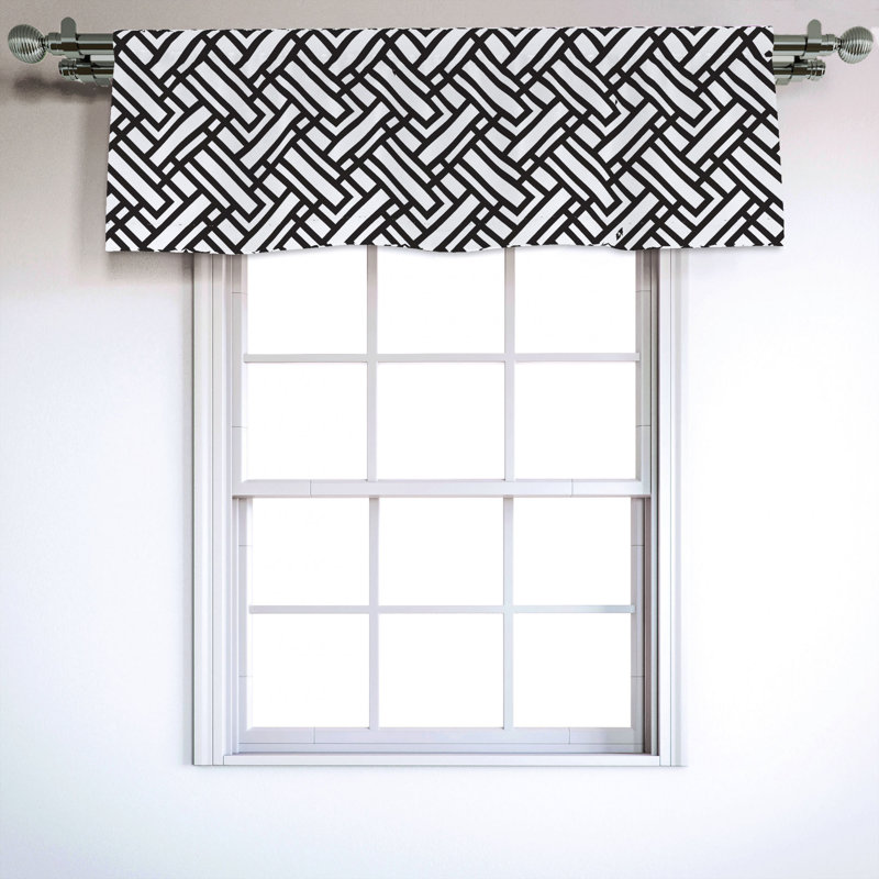Sateen Geometric Ruffled Window Valance