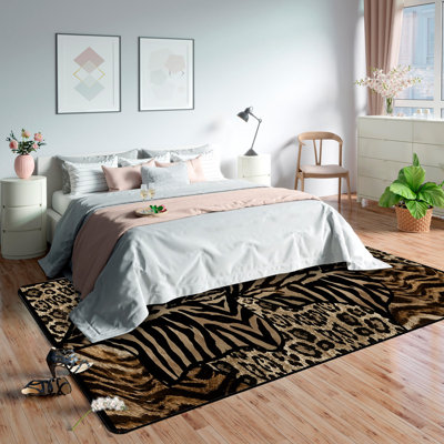 JYK Area Rug Living Room Rugs 6x9ft Soft Indoor Carpet Modern Rug with Non Slip Rubber Backing for Under Dining Table Home,mixed animal print