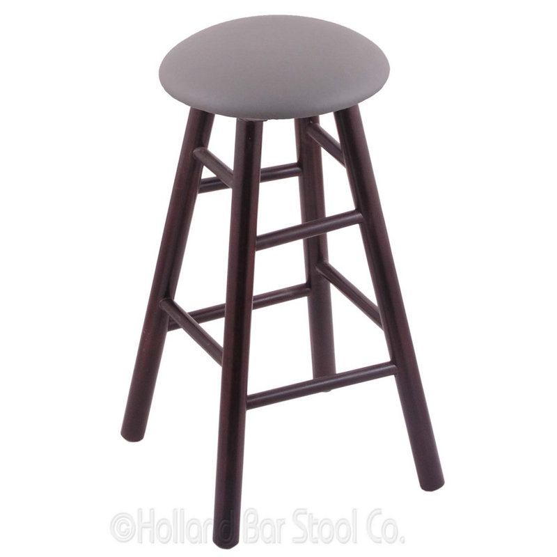 Tabouret de comptoir pivotant de 24 po, Vinyle noir, Chêne naturel