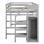 Lit mezzanine double avec garde-robe et escalier de rangement intégrés-965888993