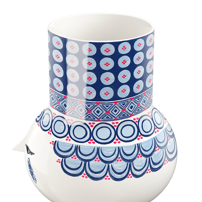 Olga Vase, Blue, H: 7.9", Blue, 7.9" H x 6.7" W x 6.7" D