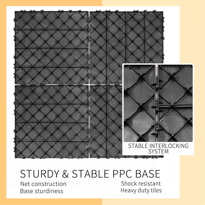 Carreaux de terrasse en plastique emboîtables, Gris clair