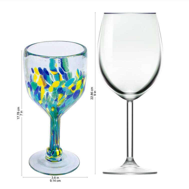 Cohyn Tropical Confetti 12 oz. All Purpose Wine Glass (Set of 6) Latitude Run