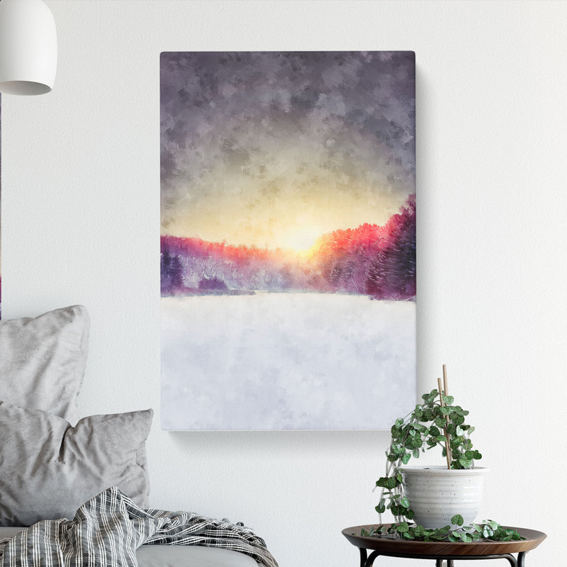 Winter Sunset In Wisconsin - Wrapped Canvas, 50cm H x 35cm W x 3cm D
