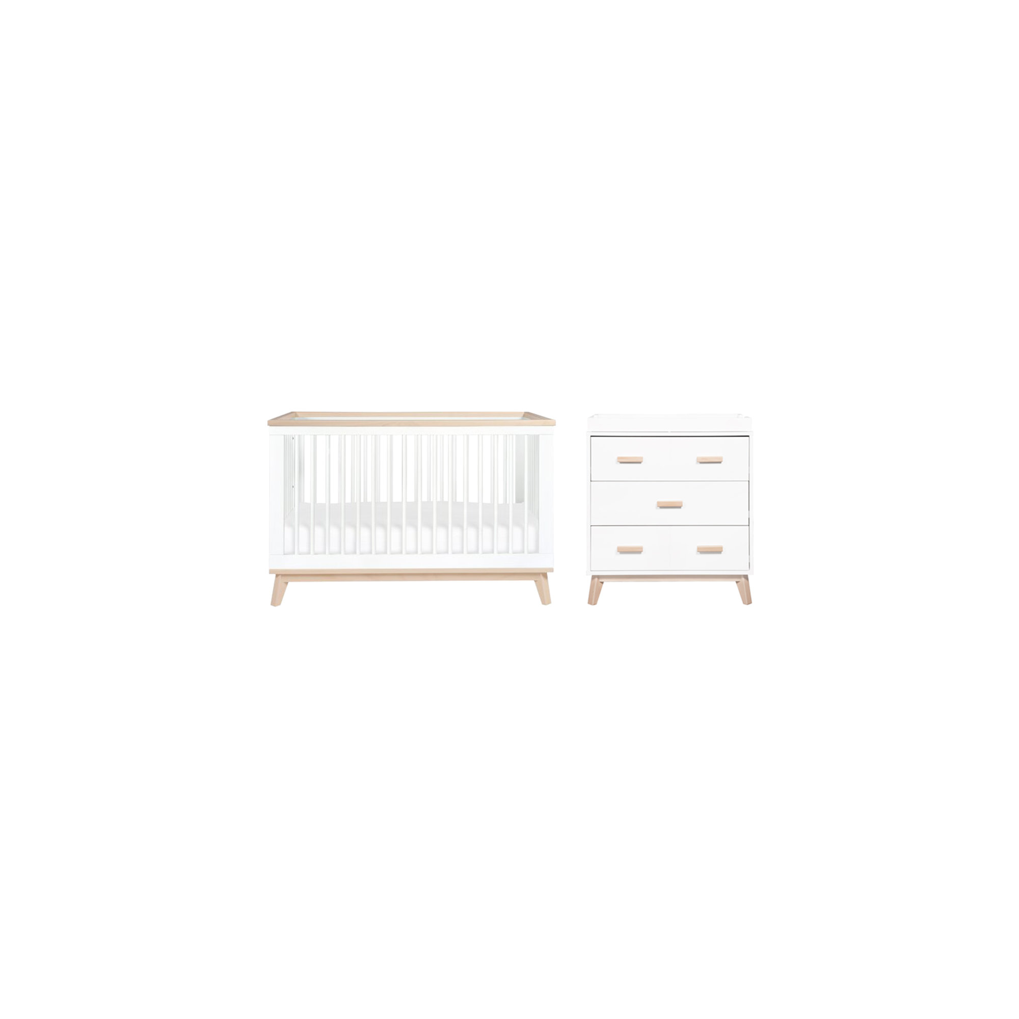 Scoot Convertible Standard Nursery Furniture Set, White/Washed Natural