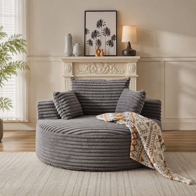 55'L Corduroy Sponge single sofa,No Assembly Required,Fluffy Modern Sleeper Chair for Living room, Bedroom, Lounge and Projection Room(Not a swivel ch