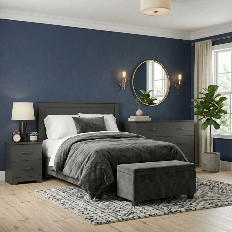 Arkia 2 Pieces Bedroom Set, Black Oak
