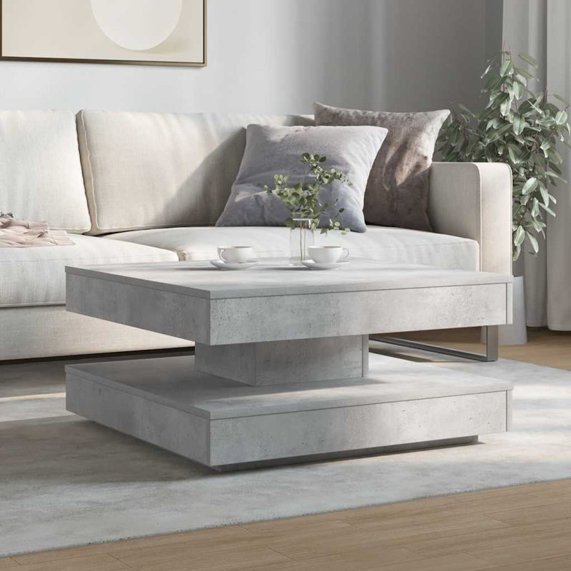 Coffee Table with Storage, 34.5" H x 70" L x 70" W, Concrete Grey