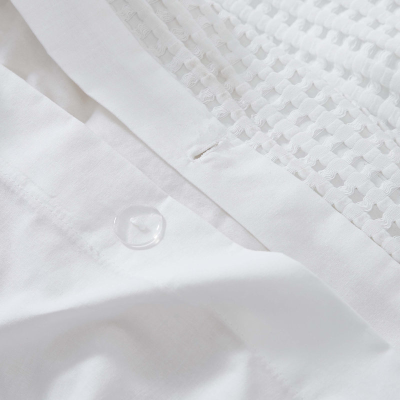 Kenneth Cole Solid Waffle Waffle Duvet Cover Set, King Duvet Cover + 2 King Shams, White
