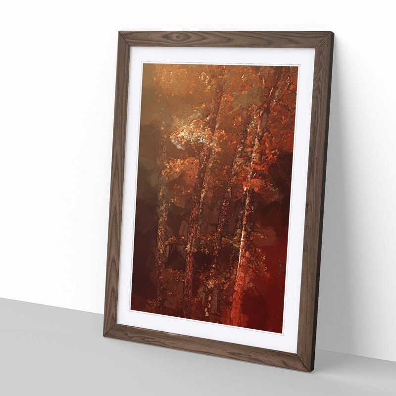 Trees of Autumn in Abstract - Picture Frame Graphic Art Print, 76cm H x 50cm W x 2cm D, Walnut