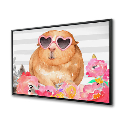 Guinea Pig with Glasses - Cute Animals Bedroom Canvas Decor