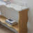 47.24" Whisper Of Waves Modern Console Table W/ White Marble-Pattern Top, Solid Wood Veneered Sofa Table W/ Open Storage Shelf, Entryway Table For Living Room-1148075764