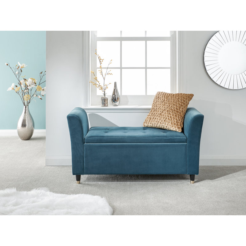 Abbingt Upholstered Storage Bench, Teal