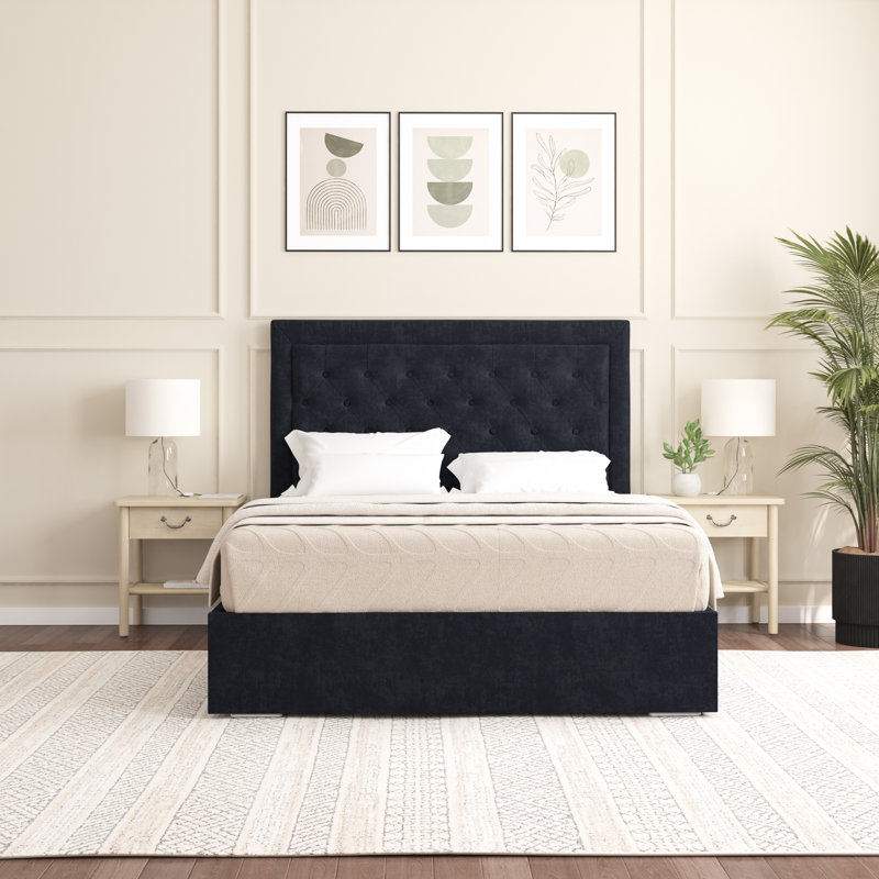 Merissa Upholstered Bed Frame, Super King (6'), Black