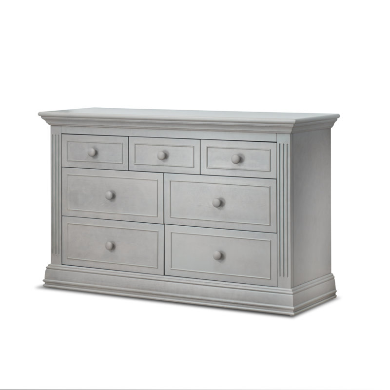 Providence 7-Drawer Fully Assembled Solid Wood Dresser, Stone Gray