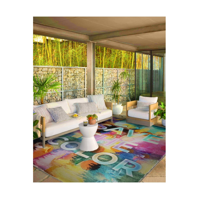 Written Collection Multicolor Save The Color Text Patterned Modern Decorative Rug, Runner 2'6" x 9'10" Rug Pad Included