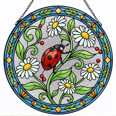Vitrail de coccinelle en vitrail - 7,8 heures