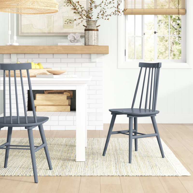 Alvie Modern Farmhouse Windsor Back Dining Chairs (Set of 2), Gray
