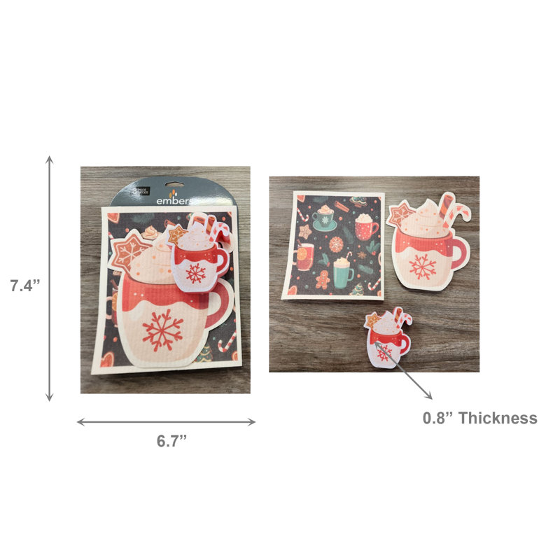 Ensemble de nettoyage 3 pièces torchon et éponge chocolat chaud - ensemble de 2