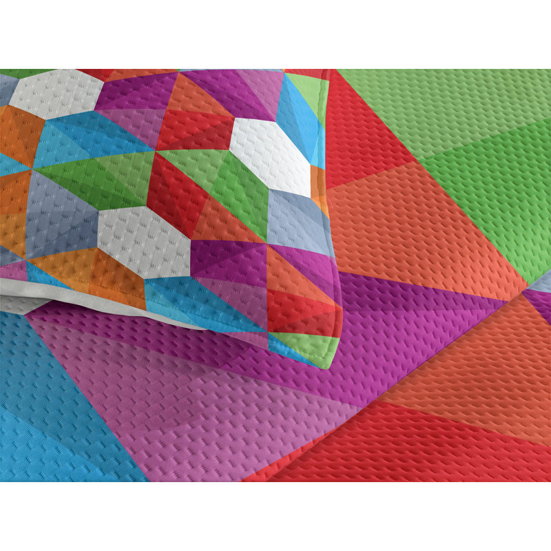 Modern & Contemporary Polyester Geometric Shapes Coverlet, King Bedspread + 2 Shams