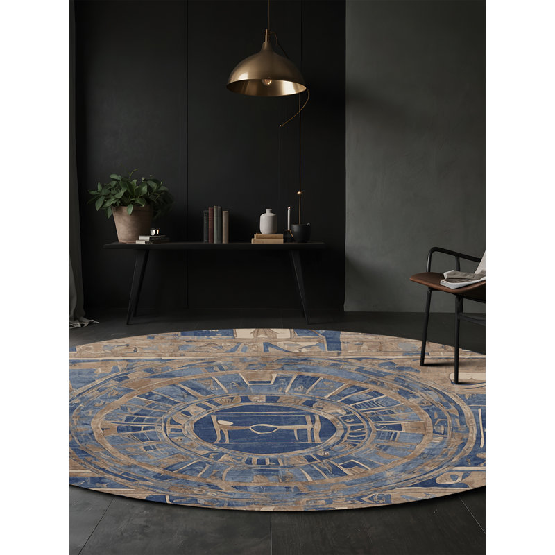 Tapis gris soyeux et moelleux, Rond 3 pi