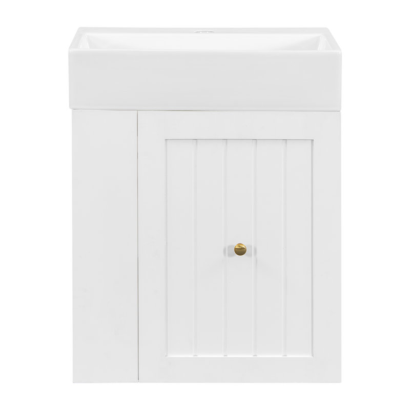 20-Inch Bathroom Vanity With Ceramic Sink, White