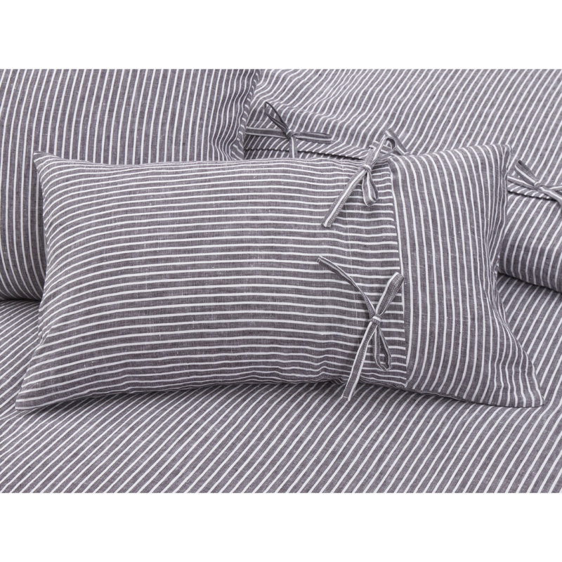 Grant Duvet Cover Set, Queen Duvet Cover + 2 Standard Shams + 2 Throw Pil, Charcoal Gray