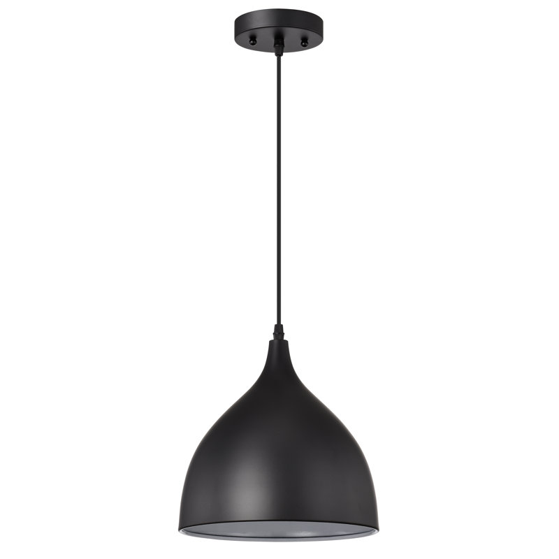Luminaire suspendu en forme de dôme à 1 lumière Ninnette, Noir mat, H 10 po x l 9,75 po x P 9,75 po